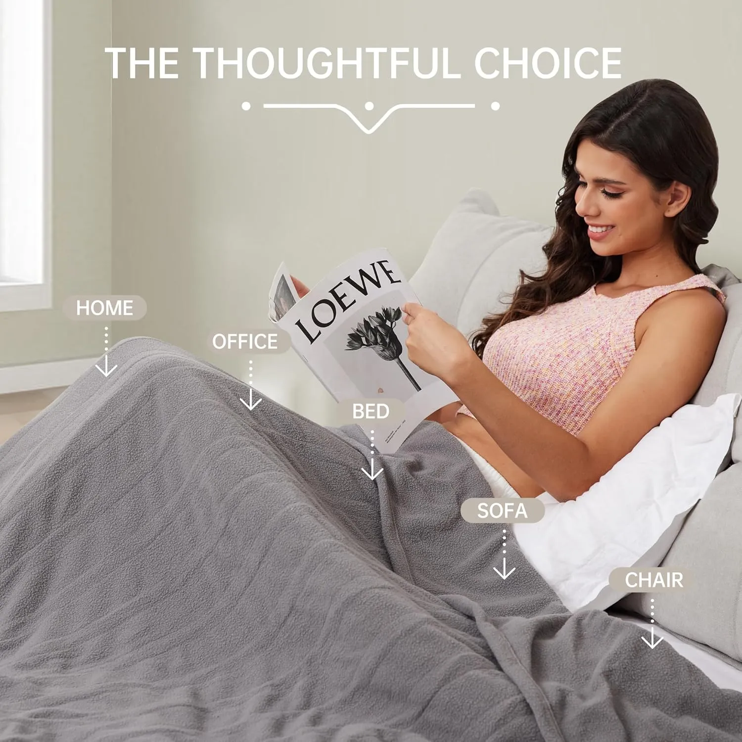 Electric Heated Blanket 72"x 84" Full Size, 4 Heating Levels and 10-Hour Auto Off, Lightweight and Breathable - Ash Grey