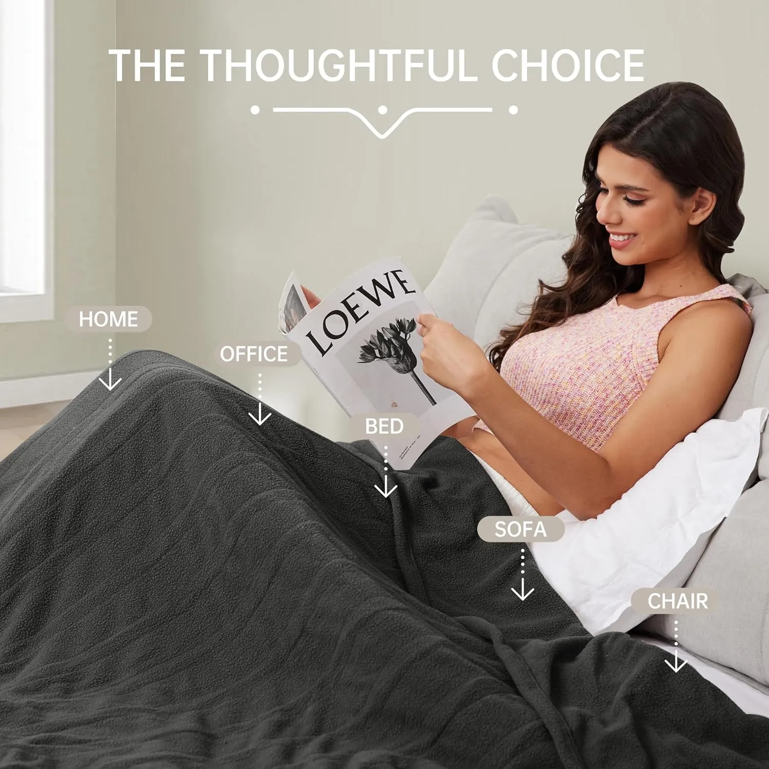 Electric Heated Blanket 72"x 84" Full Size, 4 Heating Levels and 10 Hours Auto Off, Lightweight and Breathable - Boulder Grey