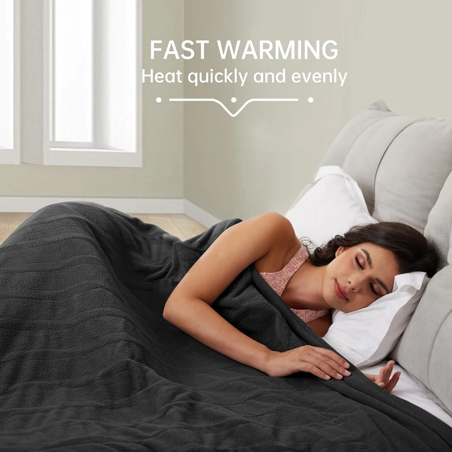 Electric Heated Blanket 72"x 84" Full Size, 4 Heating Levels and 10 Hours Auto Off, Lightweight and Breathable - Boulder Grey
