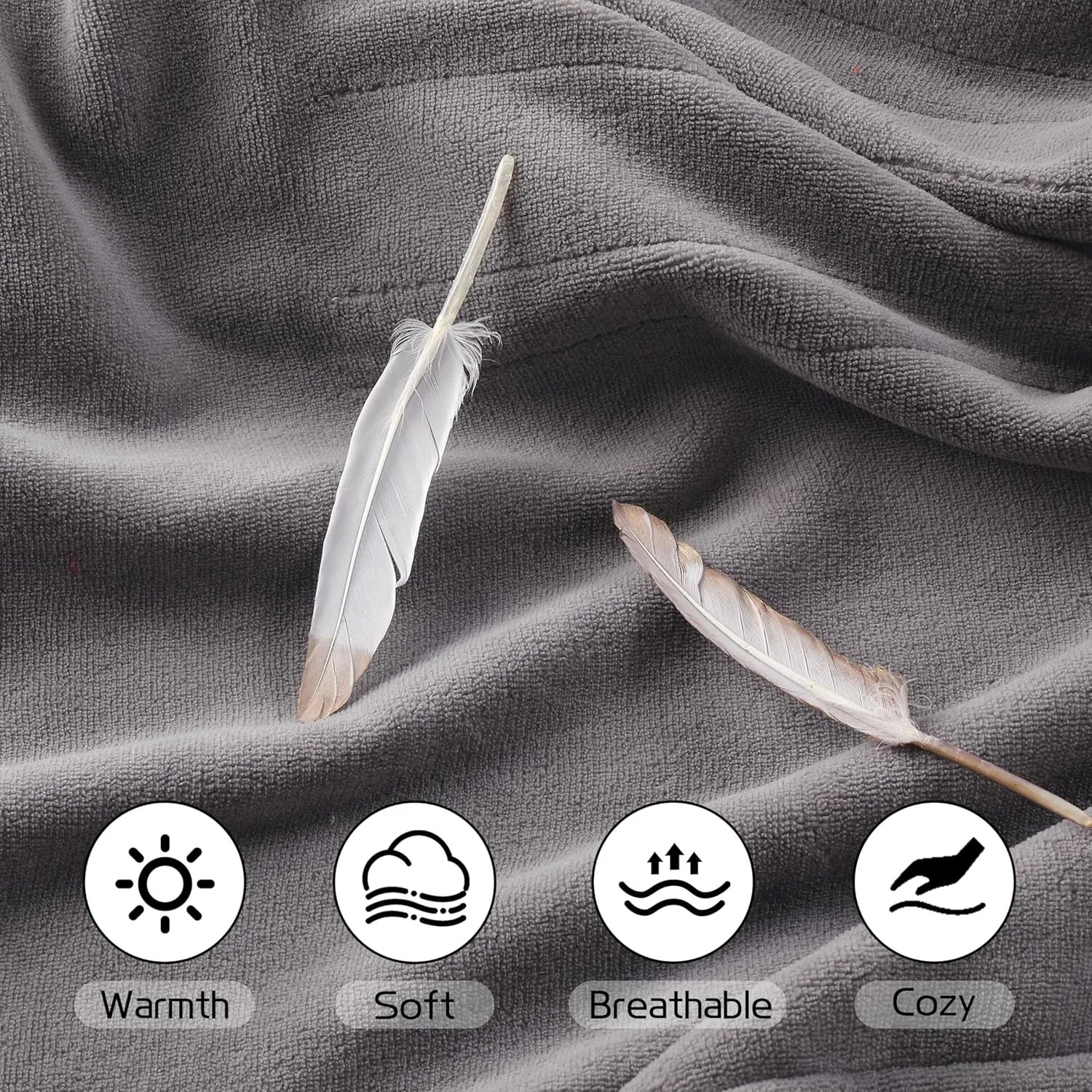 Electric Heated Blanket 72"x84" Full Size, Soft Coral Fleece with 4 Heating Levels and 10 Hours Auto-Off, Machine Washable, Cozy Plush Fabric for Home, Gray