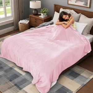 Electric Heated Blanket 72"x84" Full Size, Soft Coral Fleece with 4 Heating Levels and 10 Hours Auto-Off, Machine Washable, Cozy Plush Fabric for Home, Pale Pink