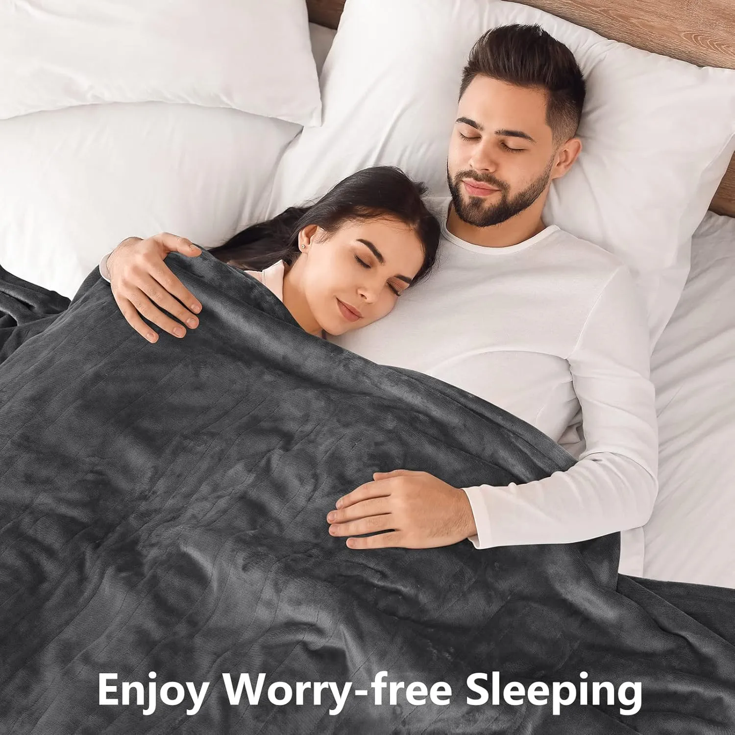 Electric Heated Blanket 84" x 90" Queen Size with 6 Levels & 8h Auto Off, Ultra Soft Flannel Full Body Heating Blanket, Machine Washable, Grey