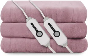 Electric Heated Blanket 84"x90" Queen Size, Soft Coral Fleece, Dual Controllers with 4 Heating Levels and 10 Hours Auto-Off, Machine Washable, Cozy Plush Fabric for Home, Purple