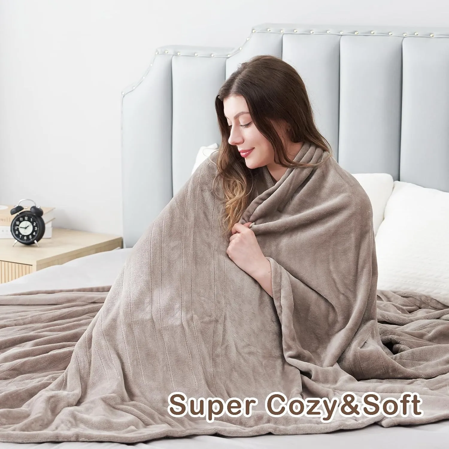 Electric Heated Blanket Full Size 72"x84", 6 Heating Levels & 10 Hours Auto Off Large Oversized, Machine Washable, Camel
