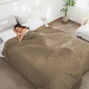 Electric Heated Blanket Full Size 72''x84'' Fleece Fabric Machine Washable Warm and Cozy, 4 Heating Levels & 10H Auto-Off, Light Brown