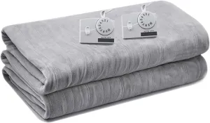 Electric Heated Blanket King Size, Flannel Warm Blanket with 10 Heat Settings, 10 Hours Auto Shut Off, Fast Heating Warming Blankets, Machine Washable, Grey, 90 * 100 Inchs