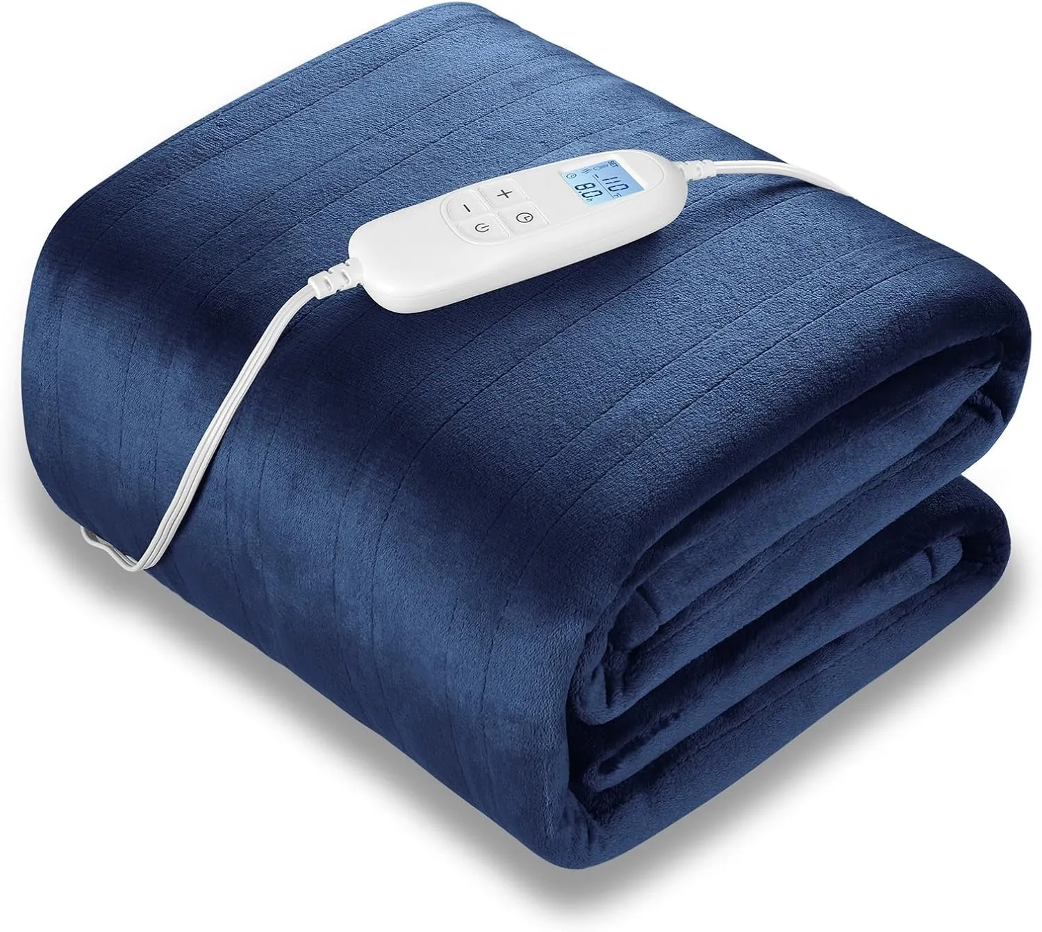 Electric Heated Blanket Queen Size 84" x 90" | 6 Heating Levels & 8h Auto Timer | Full Body Fast Heating and Ultra Soft Flannel, Machine Washable Bed Sofa Home Office Use, Blue