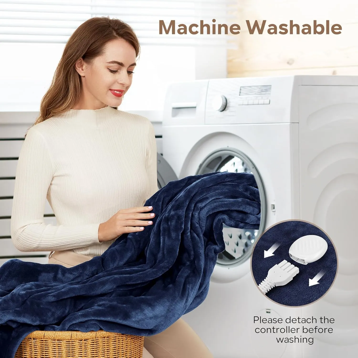 Electric Heated Blanket Queen Size 84" x 90" | 6 Heating Levels & 8h Auto Timer | Full Body Fast Heating and Ultra Soft Flannel, Machine Washable Bed Sofa Home Office Use, Blue