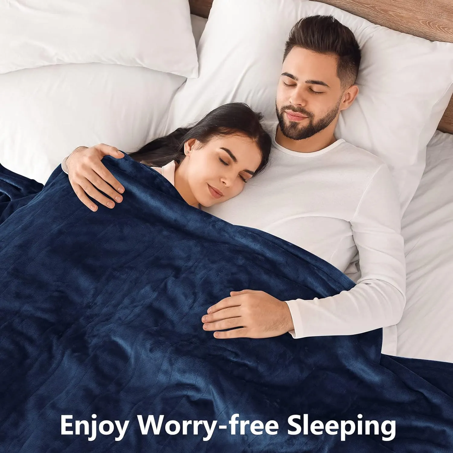 Electric Heated Blanket Queen Size 84" x 90" with 6 Heating Levels & 8h Auto Off, Ultra Soft Flannel Full Body Fast Heating Warming Blanket for Bed Sofa Home Office, Machine Washable, Blue