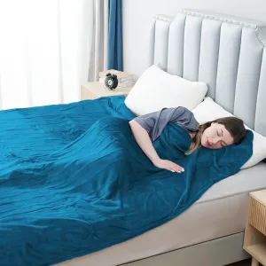 Electric Heated Blanket Queen Size 84"x 90",Dual Control Super Cozy Soft Flannel with 5 Heat Levels &10 Hours Auto Off, Home Office Use & Machine Washable, Blue