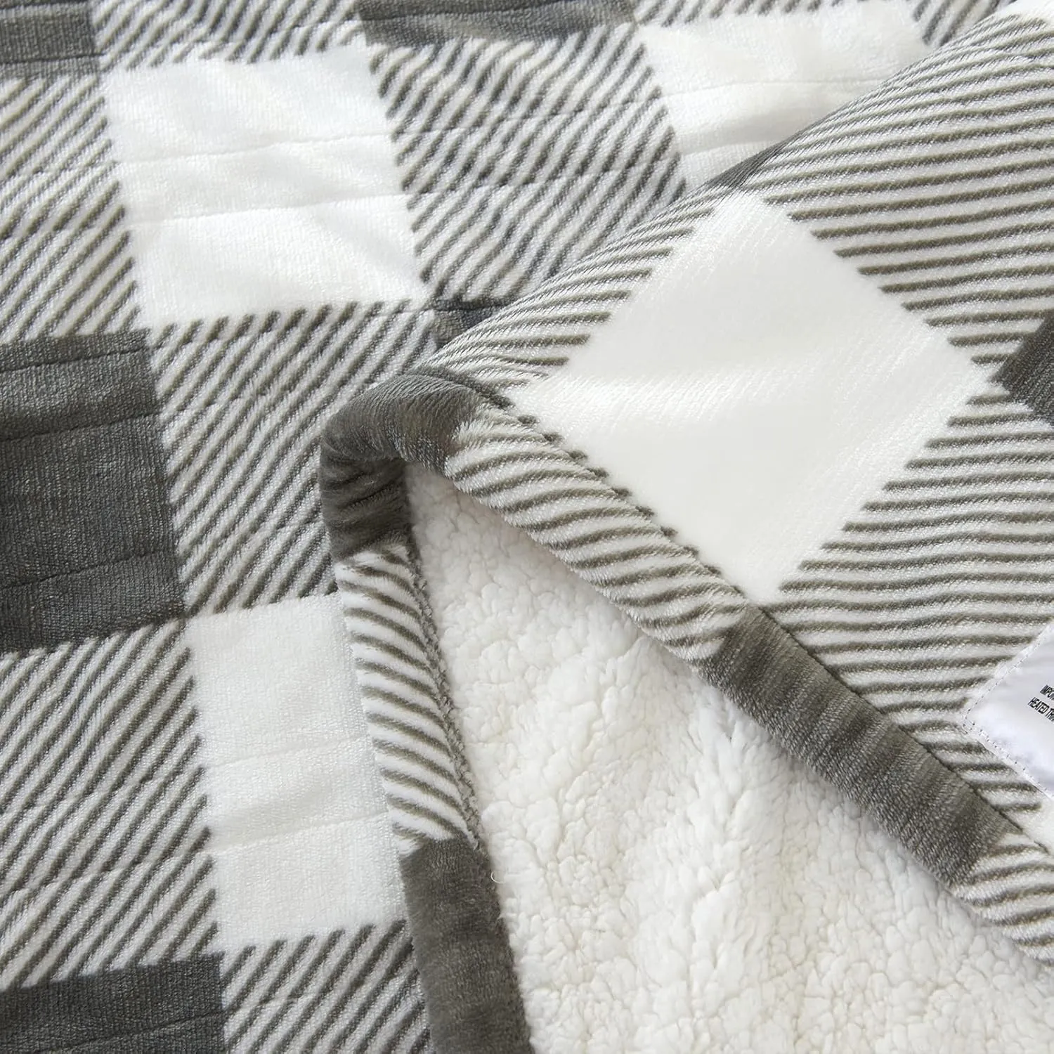 Electric Heated Blanket Throw 50" x 60" Full Body Size Fast Heating Blanket, 100% Polyester Flannel, 4 Heating Levels 4 Hours Auto-Off, ETL Certified Machine Washable (Grey White Plaid)