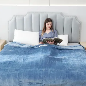 Electric Heated Blanket Throw Size, 50" x 60" Heated Throw with 6 Heating Levels & 3 Hours Auto Off, Machine Washable, ETL & FCC Certified Home Office Use, Blue