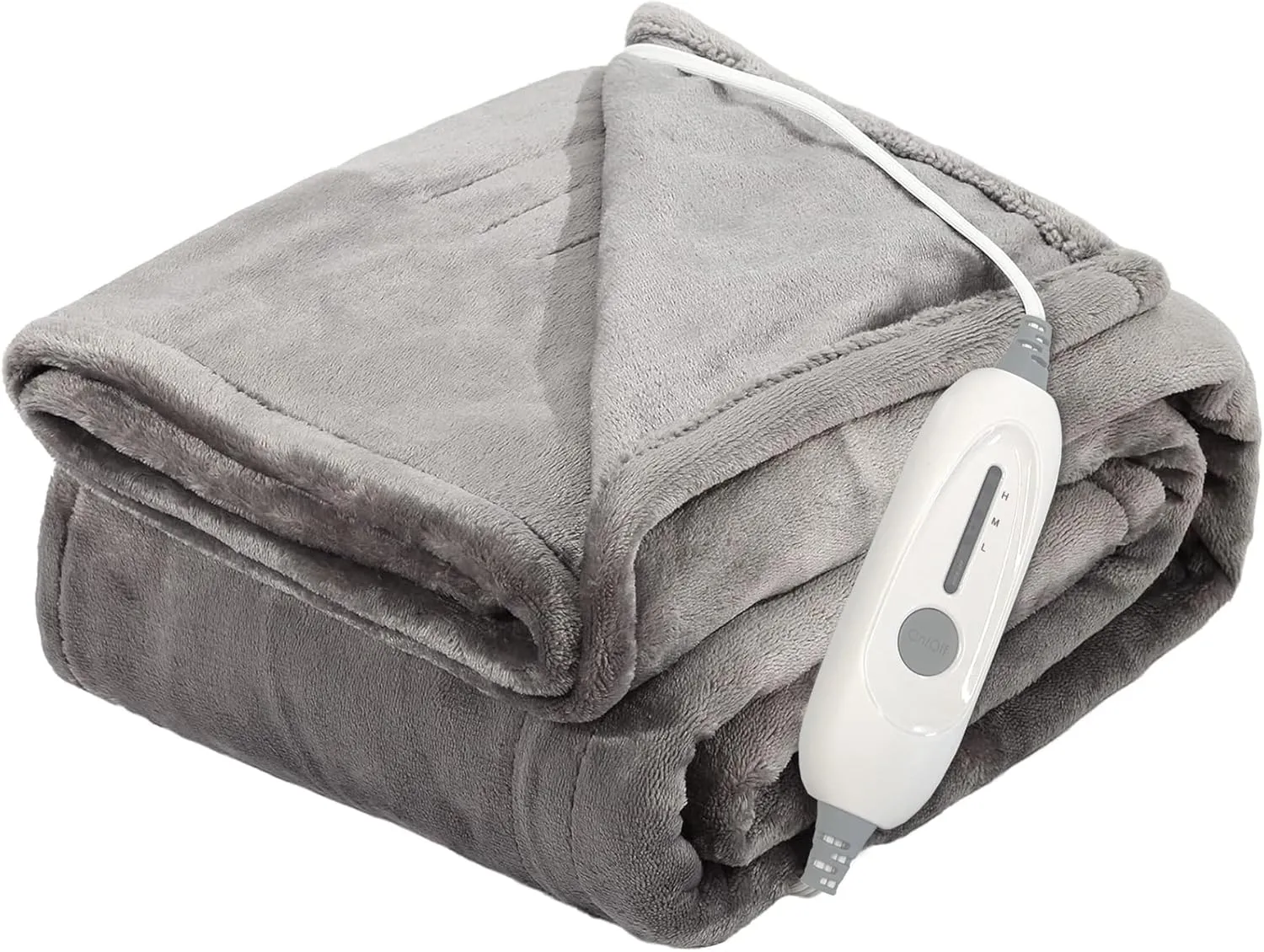 Electric Heated Blanket Throw, Super Soft Flannel 50" x 60" Heating Throw with 3 Fast Heating Levels & 4 Hours Auto Off, Machine Washable, ETL&FCC Certification, Home Office Use, Grey