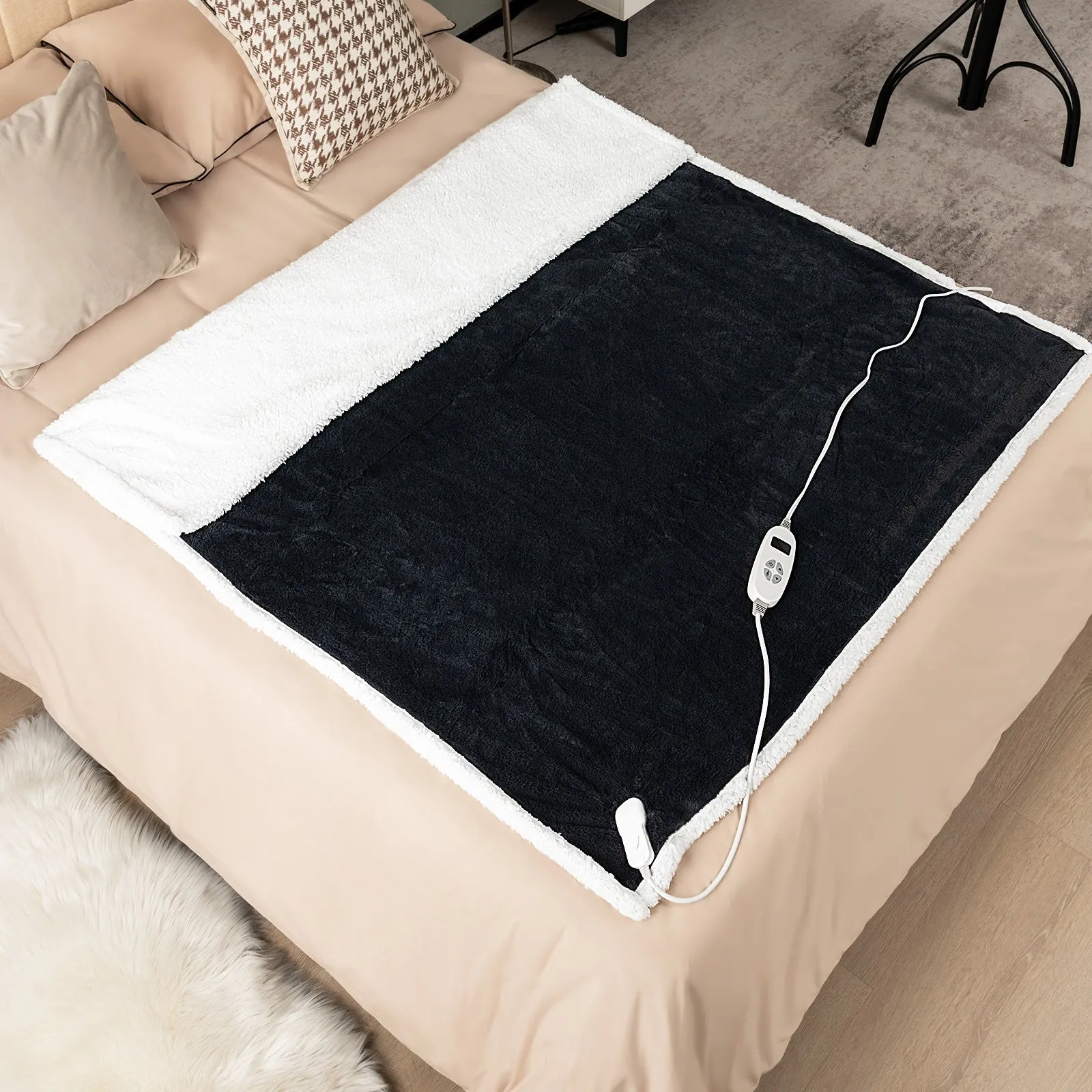 Electric Heated Blanket Throw with 10 Heat Settings-Gray