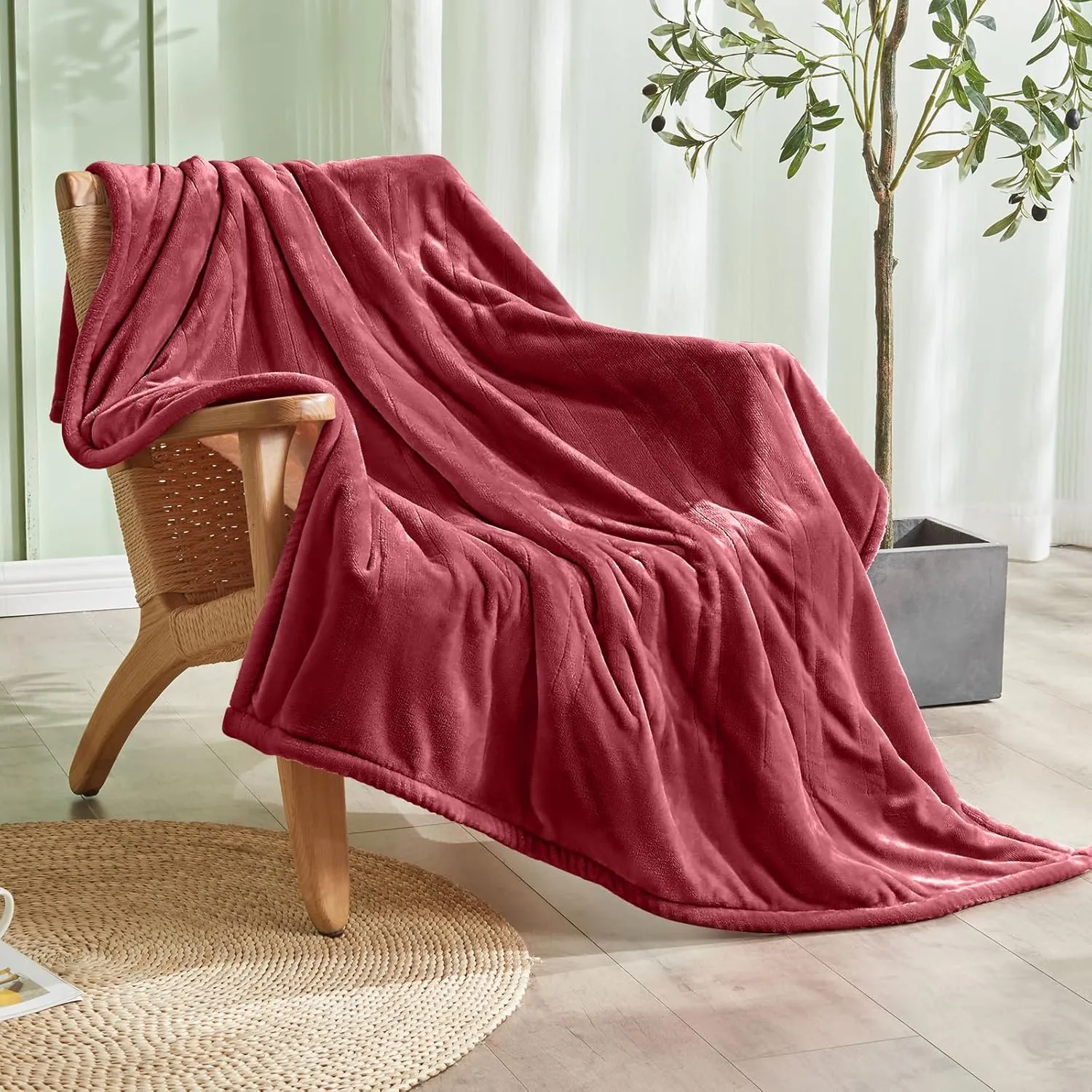 Electric Heated Blanket,Flannel & Sherpa Heated Throw Blanket 50"x60",Fast Heating Soft Fleece Blanket with 6 Heating Levels & 4H Auto Off-Wine red