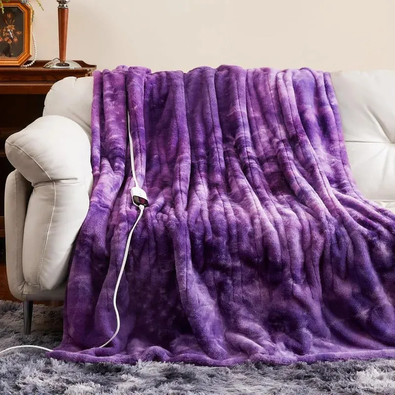 Electric Heated Throw，6 Heating Levels & 4 Hours Auto Off, Washable Blanket with Over-Heat Protection, ETL Certification
