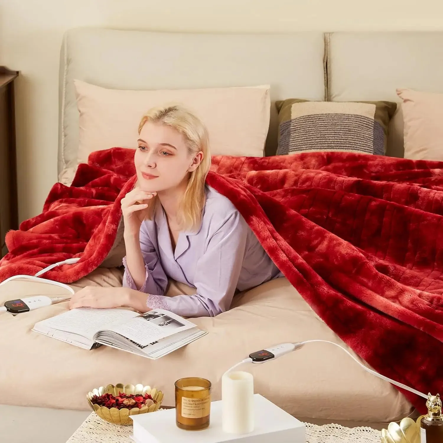 Electric Heated Throw，6 Heating Levels & 4 Hours Auto Off, Washable Blanket with Over-Heat Protection, ETL Certification