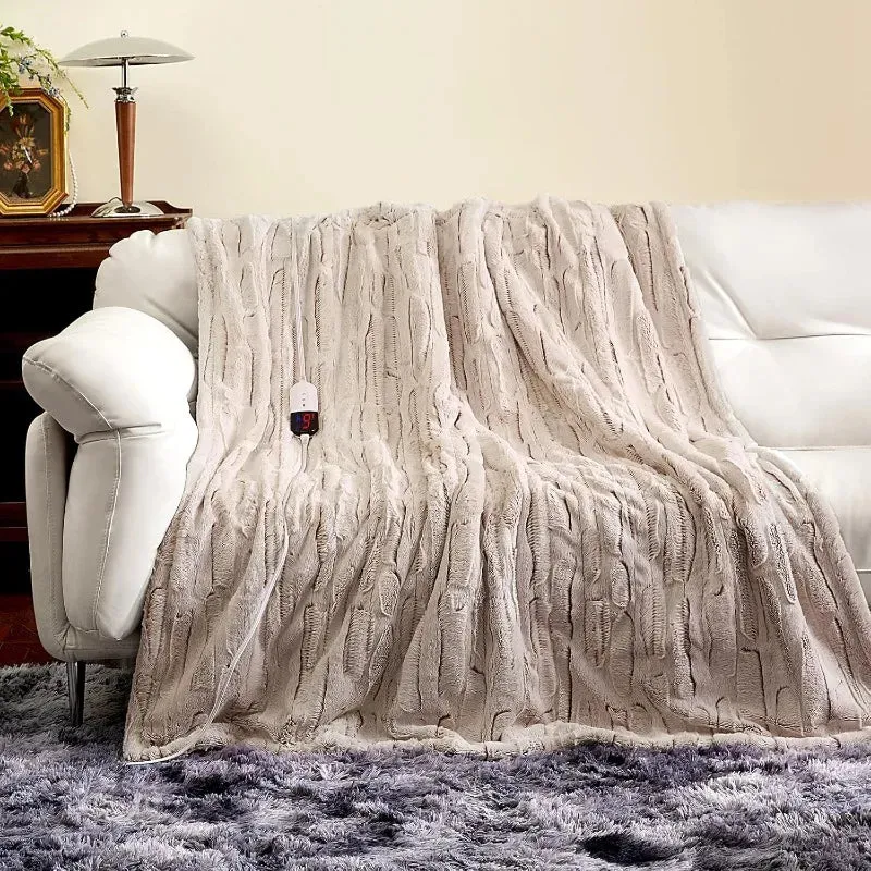 Electric Heated Throw，6 Heating Levels & 4 Hours Auto Off, Washable Blanket with Over-Heat Protection, ETL Certification