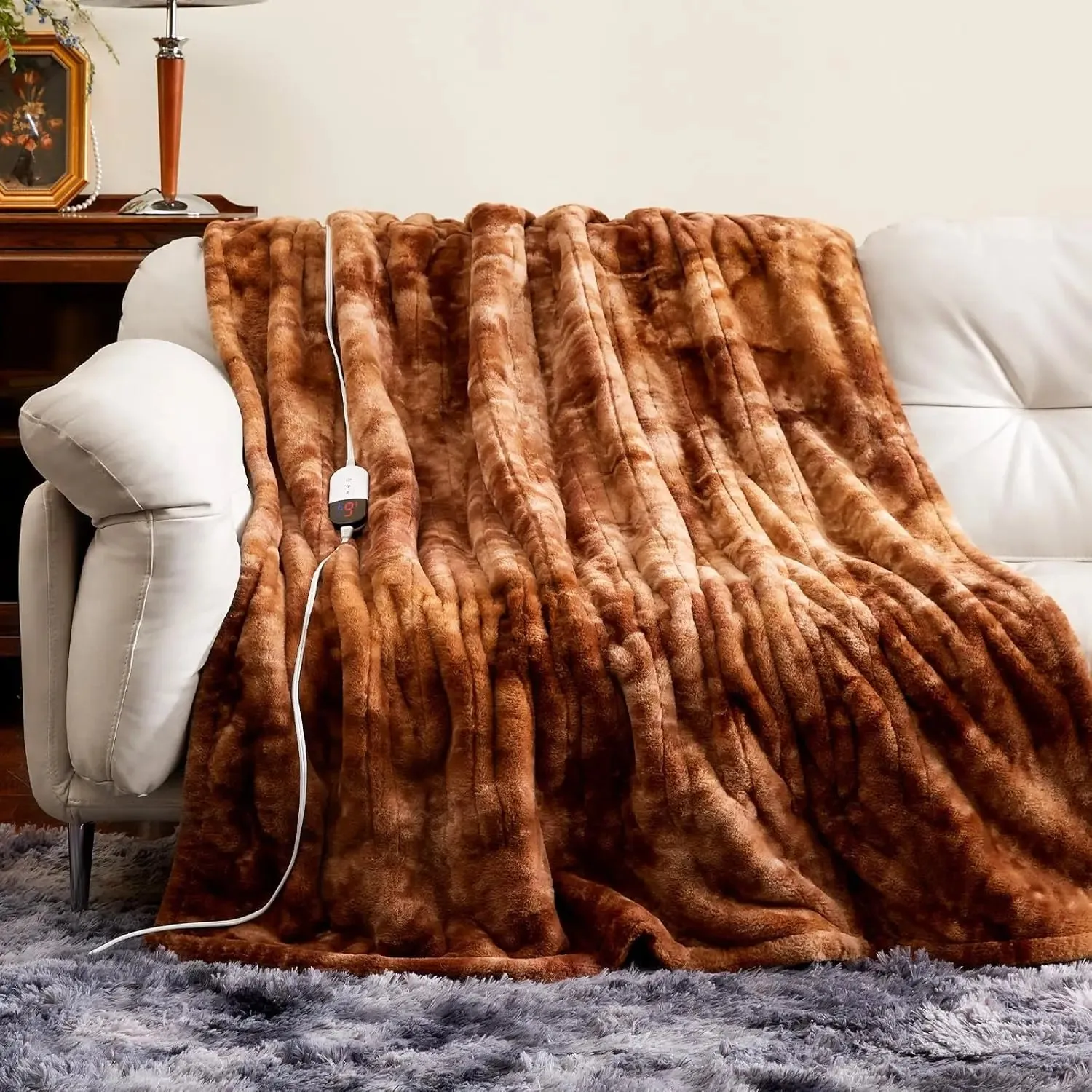 Electric Heated Throw，6 Heating Levels & 4 Hours Auto Off, Washable Blanket with Over-Heat Protection, ETL Certification