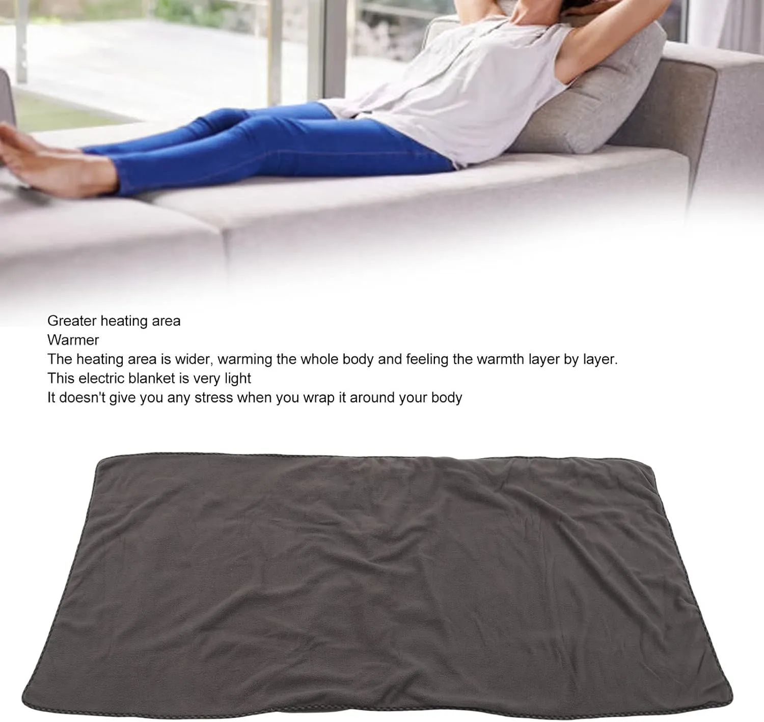 Electric Heating Pad, Portable USB Warm Shawl with Larger Heating Area for Back Pain and Cramps Relief, Fast Heating Warm Blanket for Students Office Workers (Gray Green)