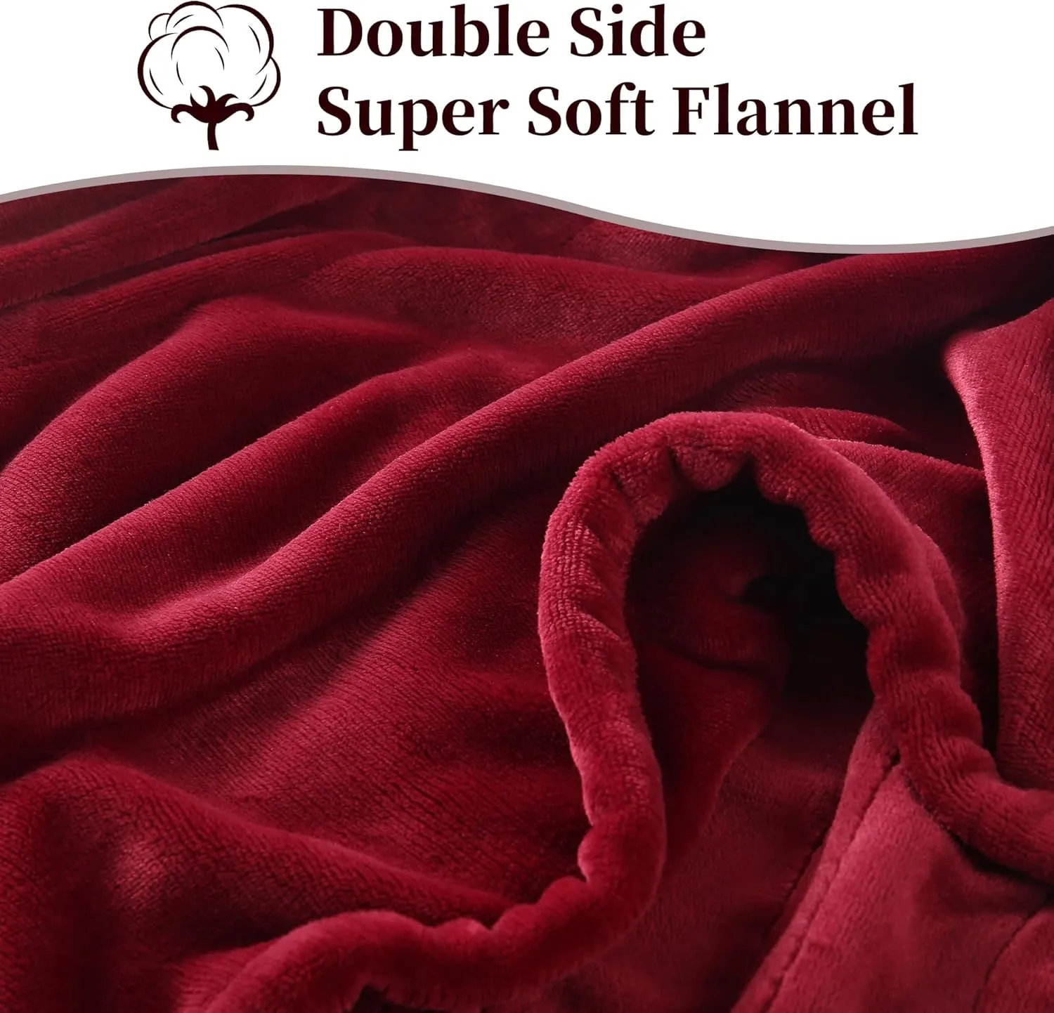 Electric Throw Blanket Heated Blanket, Super Soft Cozy Flannel Electric Blanket with 5 Heating Levels & 4 Hours Auto Off, Fast Heating Blanket with ETL & FCC Certification, 50" x 60", Cherry Red