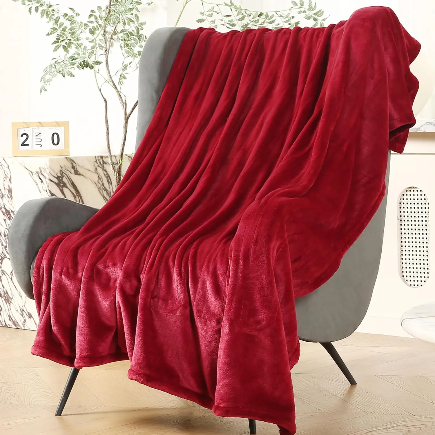 Electric Throw Blanket Heated Blanket, Super Soft Cozy Flannel Electric Blanket with 5 Heating Levels & 4 Hours Auto Off, Fast Heating Blanket with ETL & FCC Certification, 50" x 60", Cherry Red