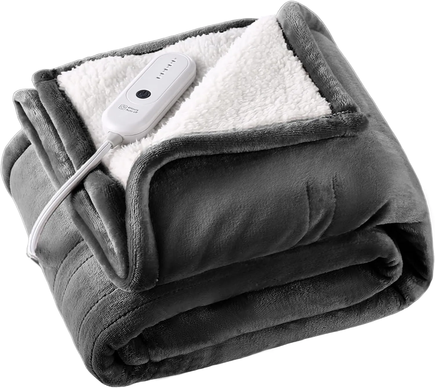 Electric Throw Blanket Heated Blanket Throw with 5 Heating Levels & 4 Hours Auto Off, 50"x60" Heated Throw Blanket with ETL & FCC Certification for Home Office, Machine Washable, Dark Gray