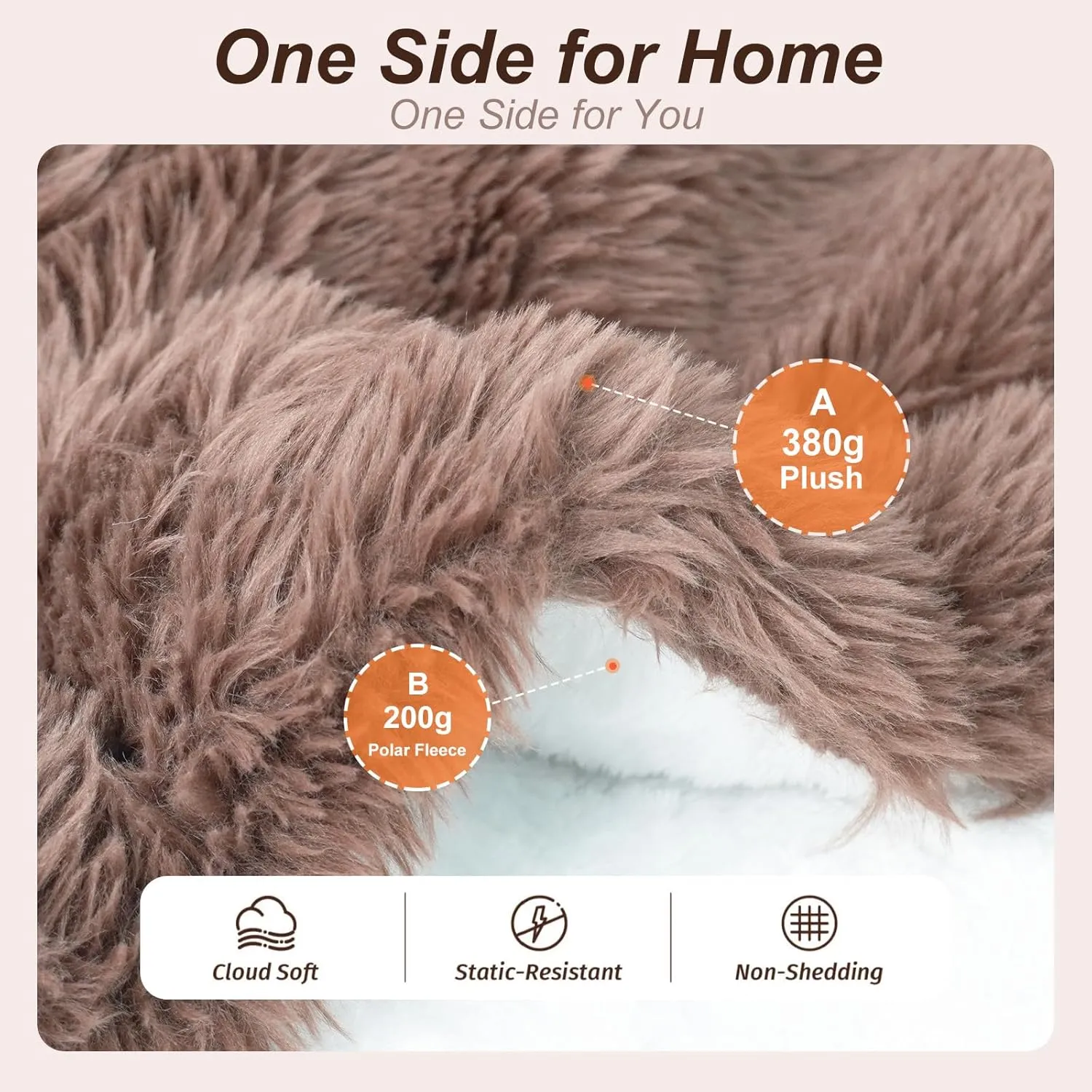 Electric Throw Blanket, Super Cozy Shaggy Faux Rabbit Fur with 6 Fast Heating Levels & 4 Hours Auto Off, ETL & FCC Certified & Overheat Protection, 50x60 Inch Soft Heated Blanket Throw, Brown