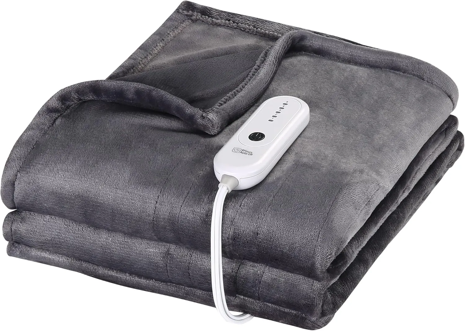 Electric Throw Heated Blanket, Super Silky Soft Cozy Flannel 50" x 60" Electric Blanket with 5 Fast Heating Levels & 4 Hours Auto Off, Heating Throw Blanket with ETL & FCC Certification, Dark Gray