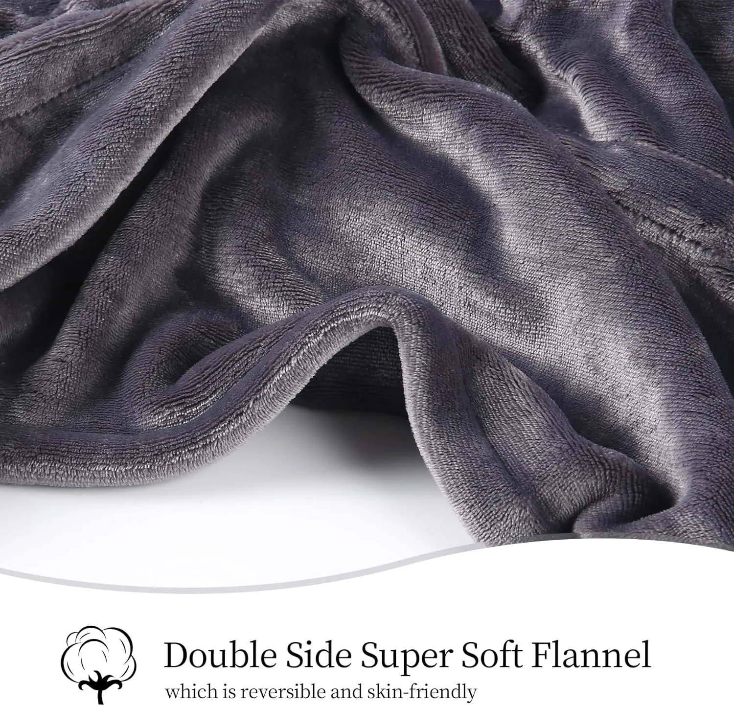 Electric Throw Heated Blanket, Super Silky Soft Cozy Flannel 50" x 60" Electric Blanket with 5 Fast Heating Levels & 4 Hours Auto Off, Heating Throw Blanket with ETL & FCC Certification, Dark Gray