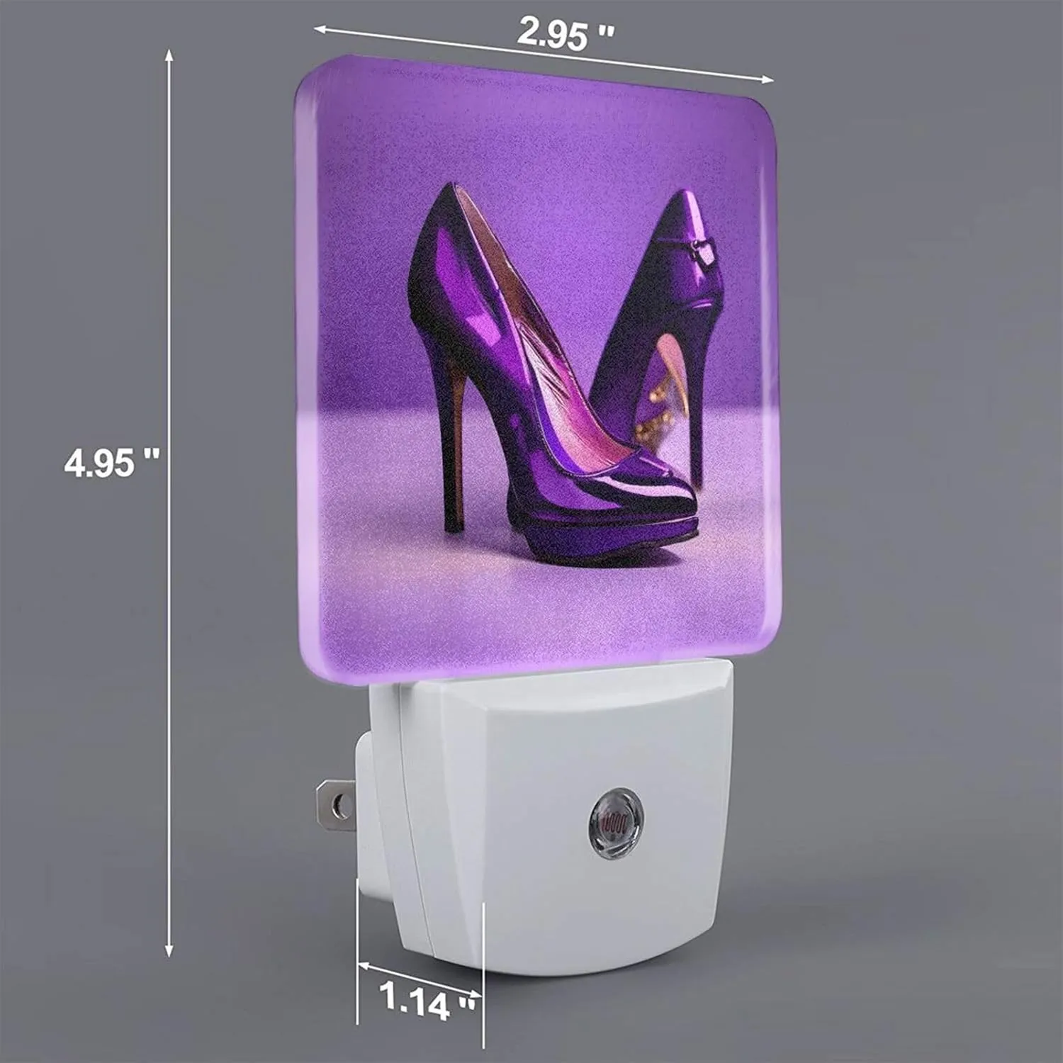 Elegant Purple High Heels with Lipstick Plug-in Night Lights for Multi-Location use - a Set of 2, 0.5W Energy Saving LED Lights - Soft Light