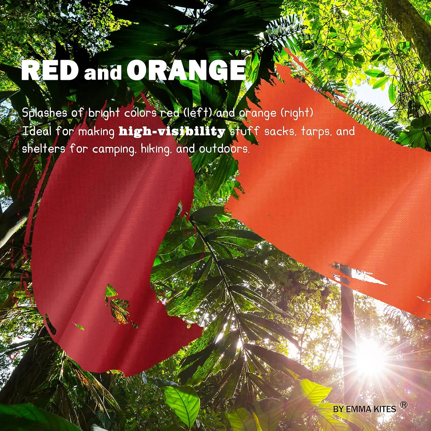 emma kites Orange 20D Ripstop Nylon Fabric Waterproof 1.2 oz Silnylon Silicone Coating Ultralight Tear Resistant for Tarp Tent Poncho Rainfly Pack Cover Stuff Gear Sack Pre-Cut 3 Yard (60"x108")