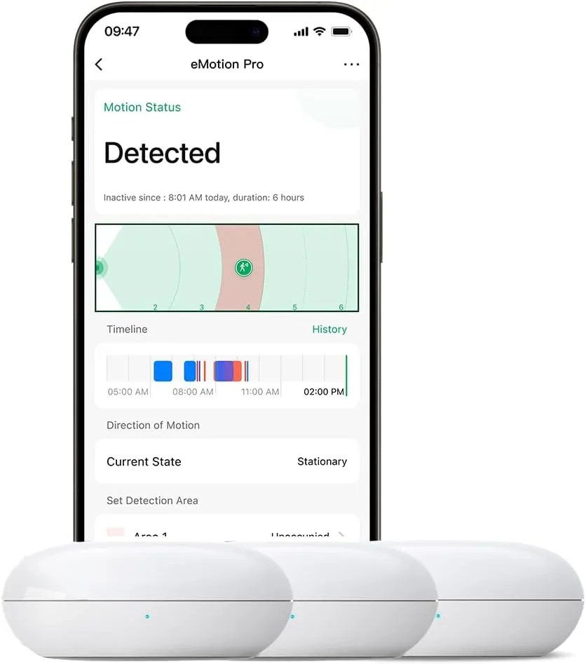 Emotion Pro Presence Sensor,24Ghz mmWave Radar Motion Sensor,Motion2MQTT Home Assistant,Compatible with Alexa and Google Home,No Hub Required (Emotion Pro 3 Pack)