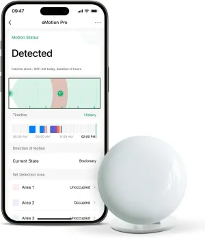 Emotion Pro Presence Sensor,24Ghz mmWave Radar Motion Sensor,Motion2MQTT Home Assistant,Compatible with Alexa and Google Home,No Hub Required