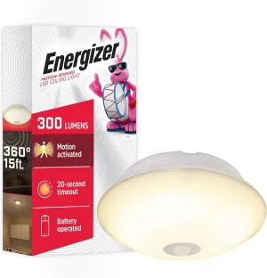 Energizer Motion-Activated LED Ceiling Light, Battery Operated, 300 Lumens, No Wiring Needed, 15ft. Motion Sensing, Great for Laundry Room, Garage, Closets, and More, 39677