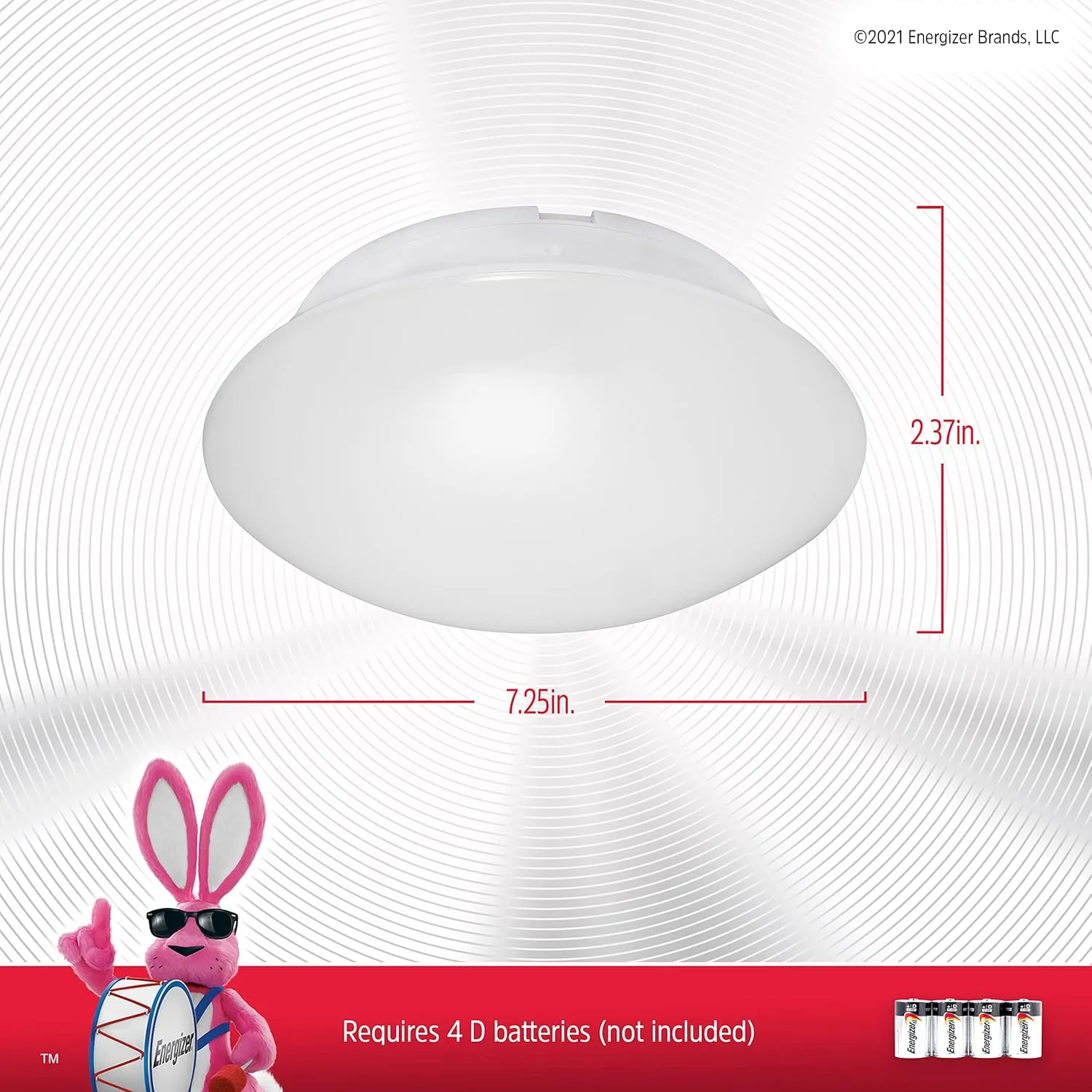 Energizer Motion-Activated LED Ceiling Light, Battery Operated, 300 Lumens, No Wiring Needed, 15ft. Motion Sensing, Great for Laundry Room, Garage, Closets, and More, 39677