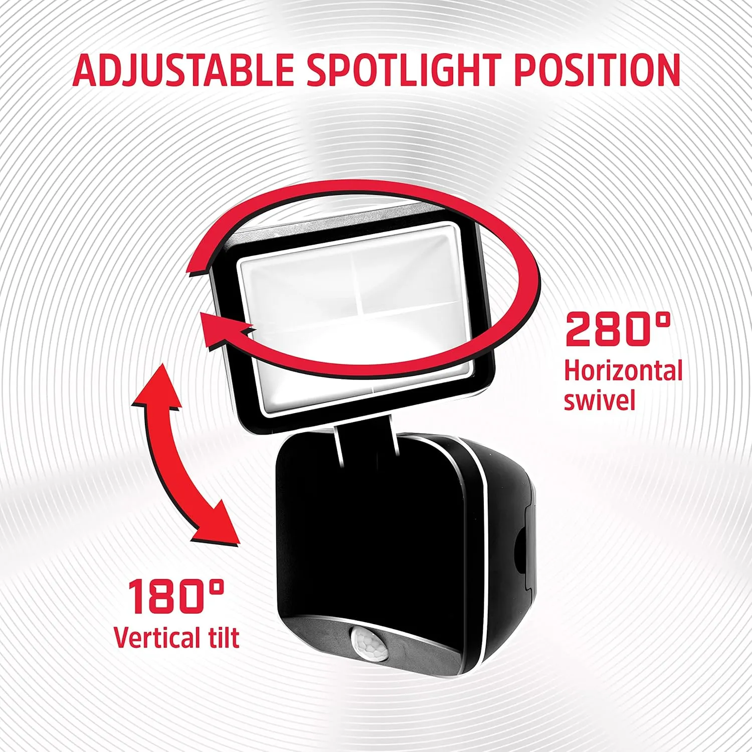 Energizer Single Head Security Light, Wireless, Battery Operated, 120° Motion Detection, 300 Lumens, Tilts & Swivels Activated LED Spotlight, Black, 1 Pack, 40777-S1