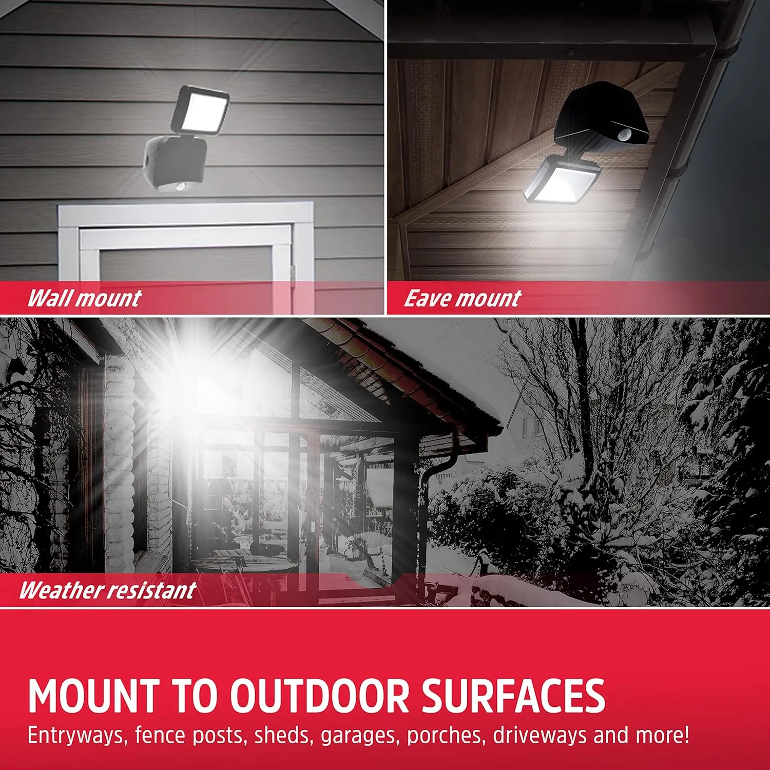 Energizer Single Head Security Light, Wireless, Battery Operated, 120° Motion Detection, 300 Lumens, Tilts & Swivels Activated LED Spotlight, Black, 1 Pack, 40777-S1