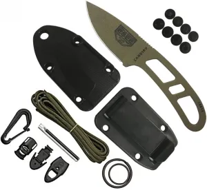ESEE Authentic CAN-DE-KIT-E Survival Knife, Sheath w/Clip Plate, Survival Kit
