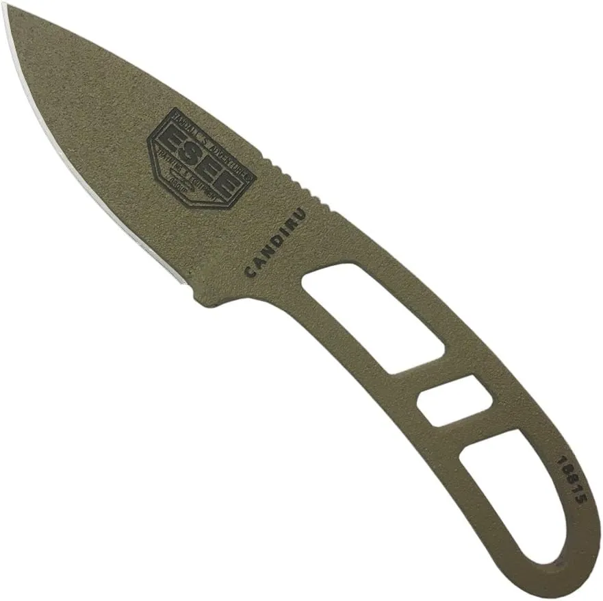 ESEE Authentic CAN-DE-KIT-E Survival Knife, Sheath w/Clip Plate, Survival Kit