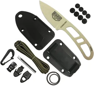 ESEE Authentic CAN-DT-KIT-E Survival Knife, Sheath w/Clip Plate, Survival Kit