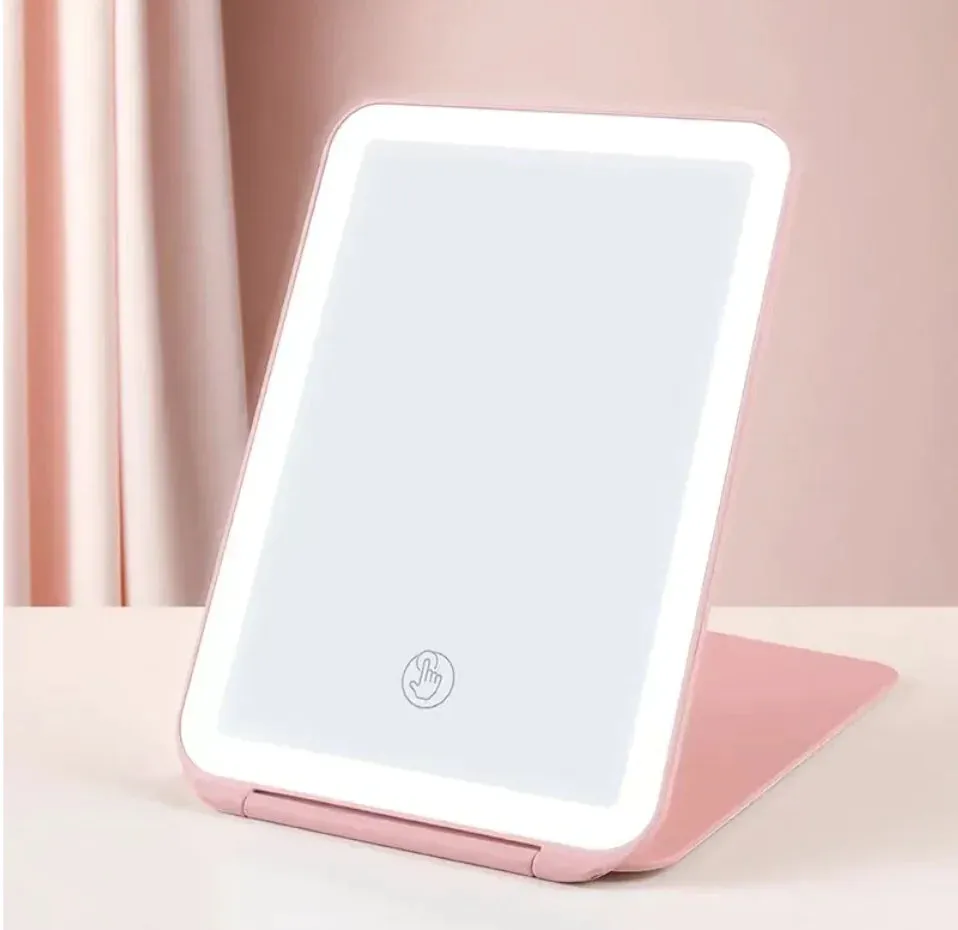 Espejo de Maquillaje LED con Lámpara de Escritorio Tri-Fold