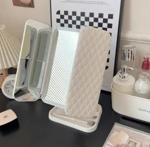 Espejo de Maquillaje LED con Lámpara de Escritorio Tri-Fold