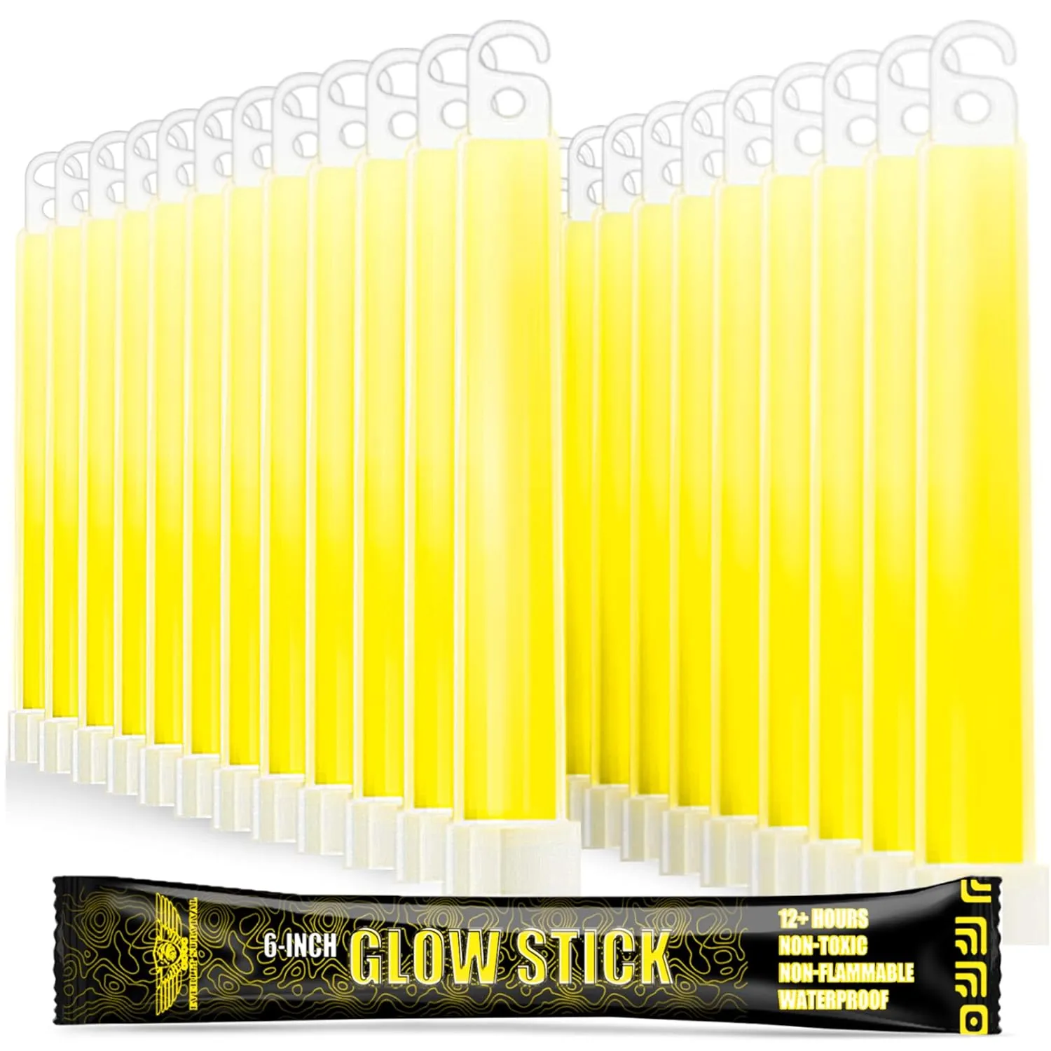 EVERLIT Survival Emergency Glow Sticks- 6 Inches Light Sticks for First Aid Kit, Survival Kit, Camping, Hiking, Outdoor, Disasters, Emergencies Up to 12 Hours Duration… (24 Pack, Yellow)