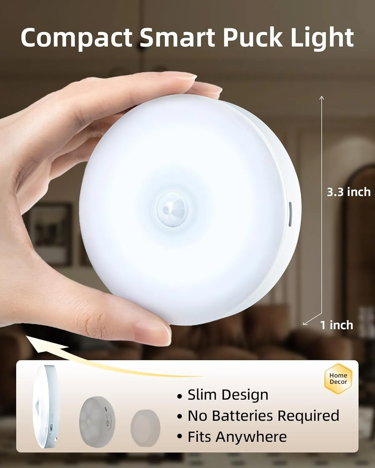 EZVALO Under Cabinet Lighting, Rechargeable Motion Sensor Puck Lights with Remote, 3 Color Temps &12 RGB LED Rechargeable LED Night Light, Dimmable Magnetic Under Counter Lights for Kitchen (6 Pack)
