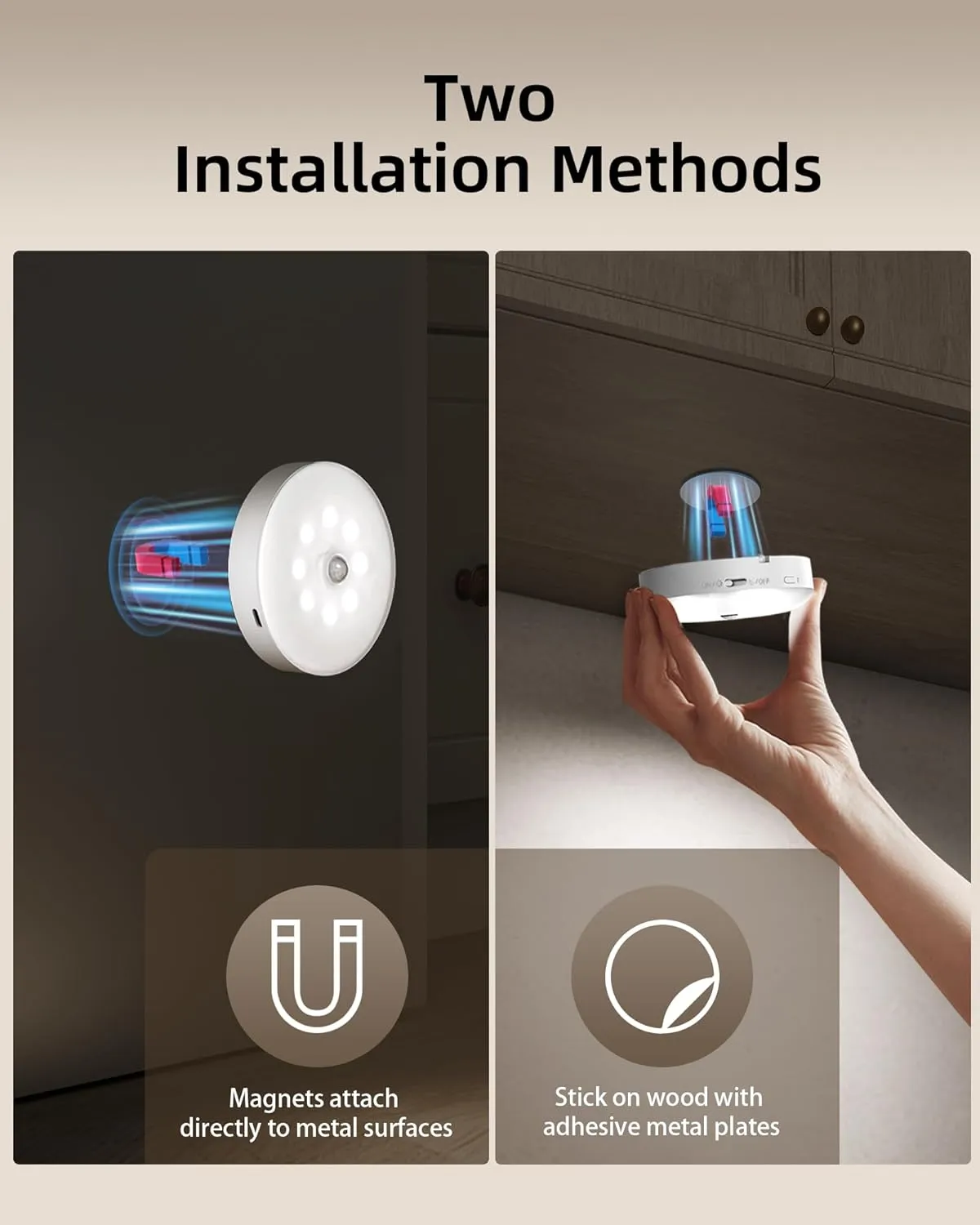 EZVALO Under Cabinet Lighting, Rechargeable Motion Sensor Puck Lights with Remote, 3 Color Temps &12 RGB LED Rechargeable LED Night Light, Dimmable Magnetic Under Counter Lights for Kitchen (6 Pack)
