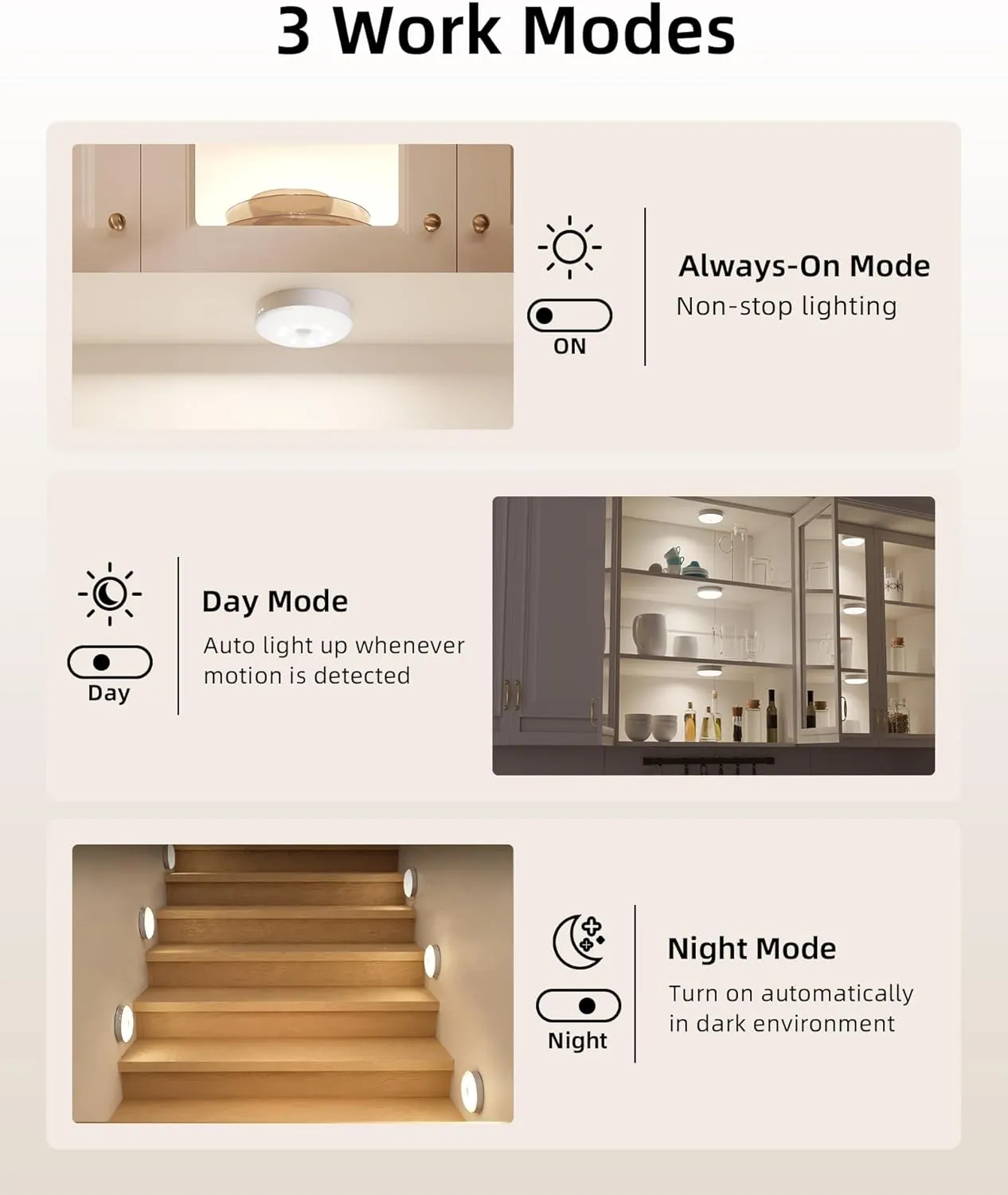 EZVALO Under Cabinet Lighting, Rechargeable Motion Sensor Puck Lights with Remote, 3 Color Temps &12 RGB LED Rechargeable LED Night Light, Dimmable Magnetic Under Counter Lights for Kitchen (6 Pack)