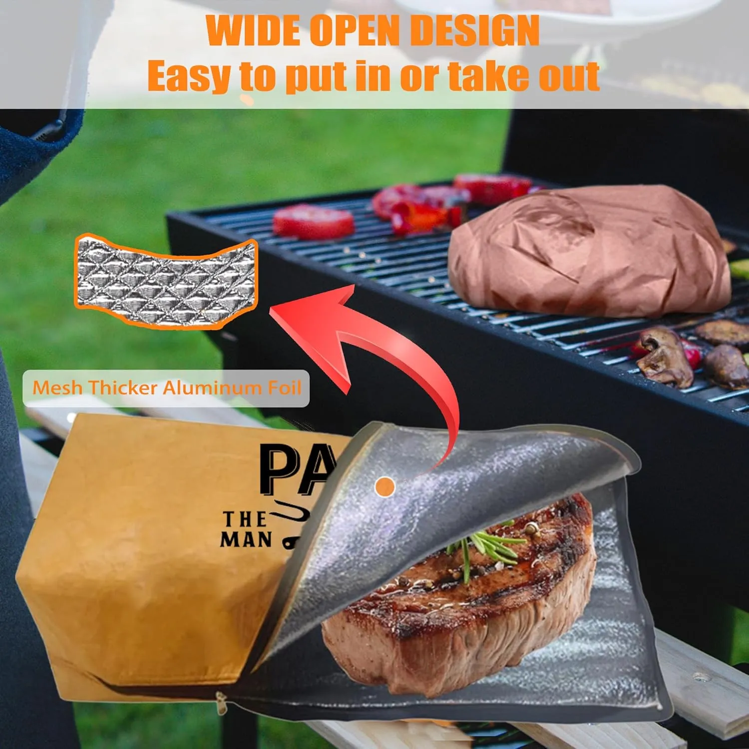 Fathers Day Papa Gifts, Gifts for Papa from Grandkids BBQ Blanket with Grill Gloves, Meat Resting Bag for BBQ Smoking, Grilling Gloves Heat Resistant for Outdoor Grill Party on Birthday Christmas