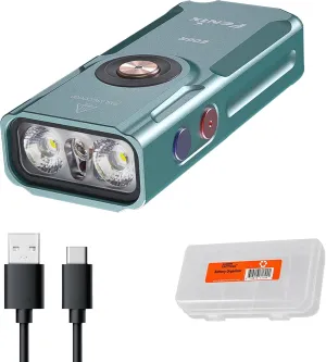 Fenix E06R 700 Lumen 3-in-1 EDC Keychain Flashlight, USB-C Rechargeable, Includes UV Light and Organizer (Green)