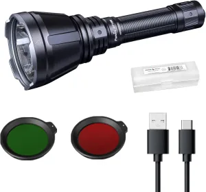 Fenix HT18R Hunting Light, 2800 Lumen USB-C Rechargeable 1203 Yards Long-Range Long Throw Flashlight with Red, Green Filter for Hog Coyote Raccoon Varmint Night Hunting